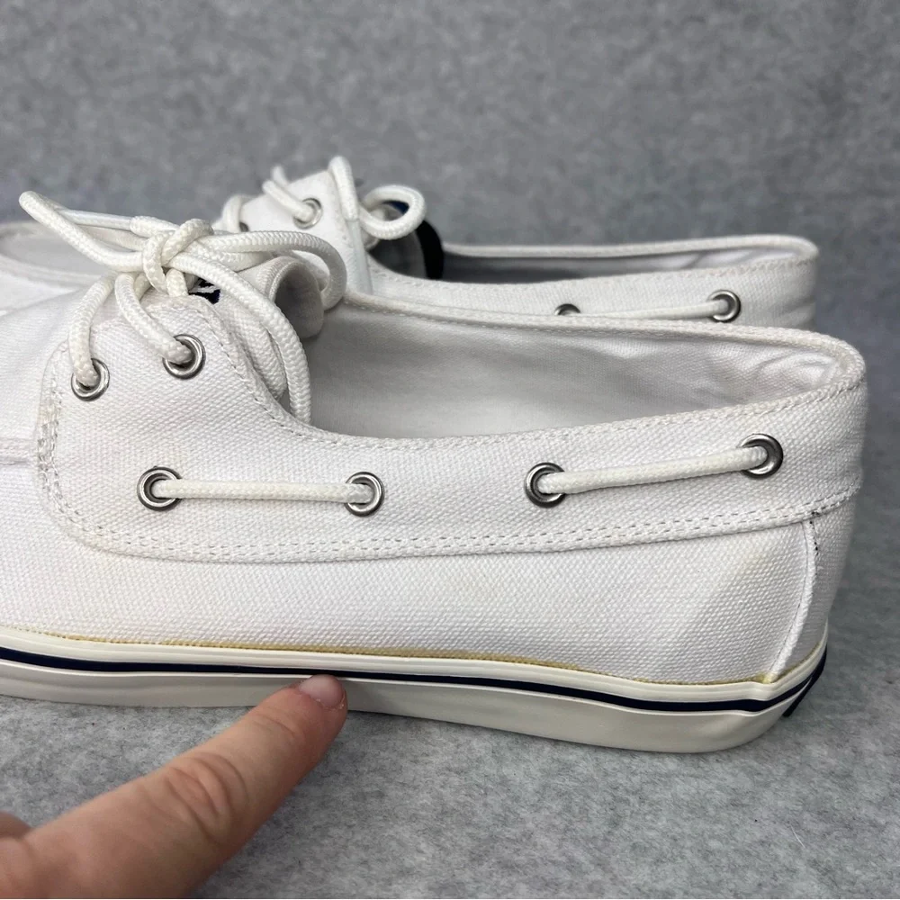U.S. Polo Association Starboard Canvas Boat Shoe Sneaker Mens 9 White Preppy NWT